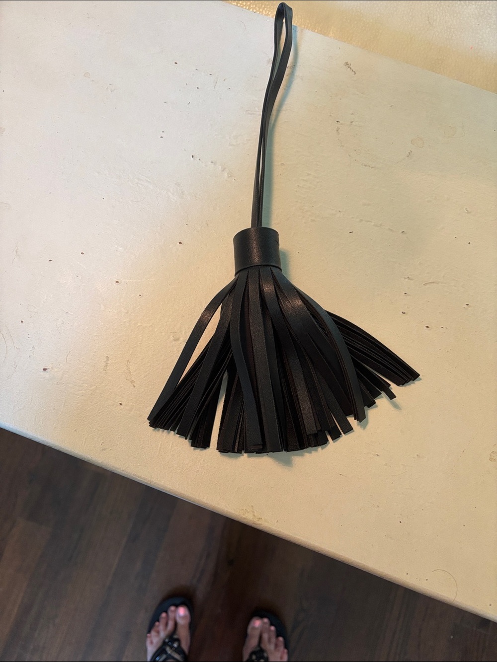 Black FAUX Leather Tassel Bag Charm